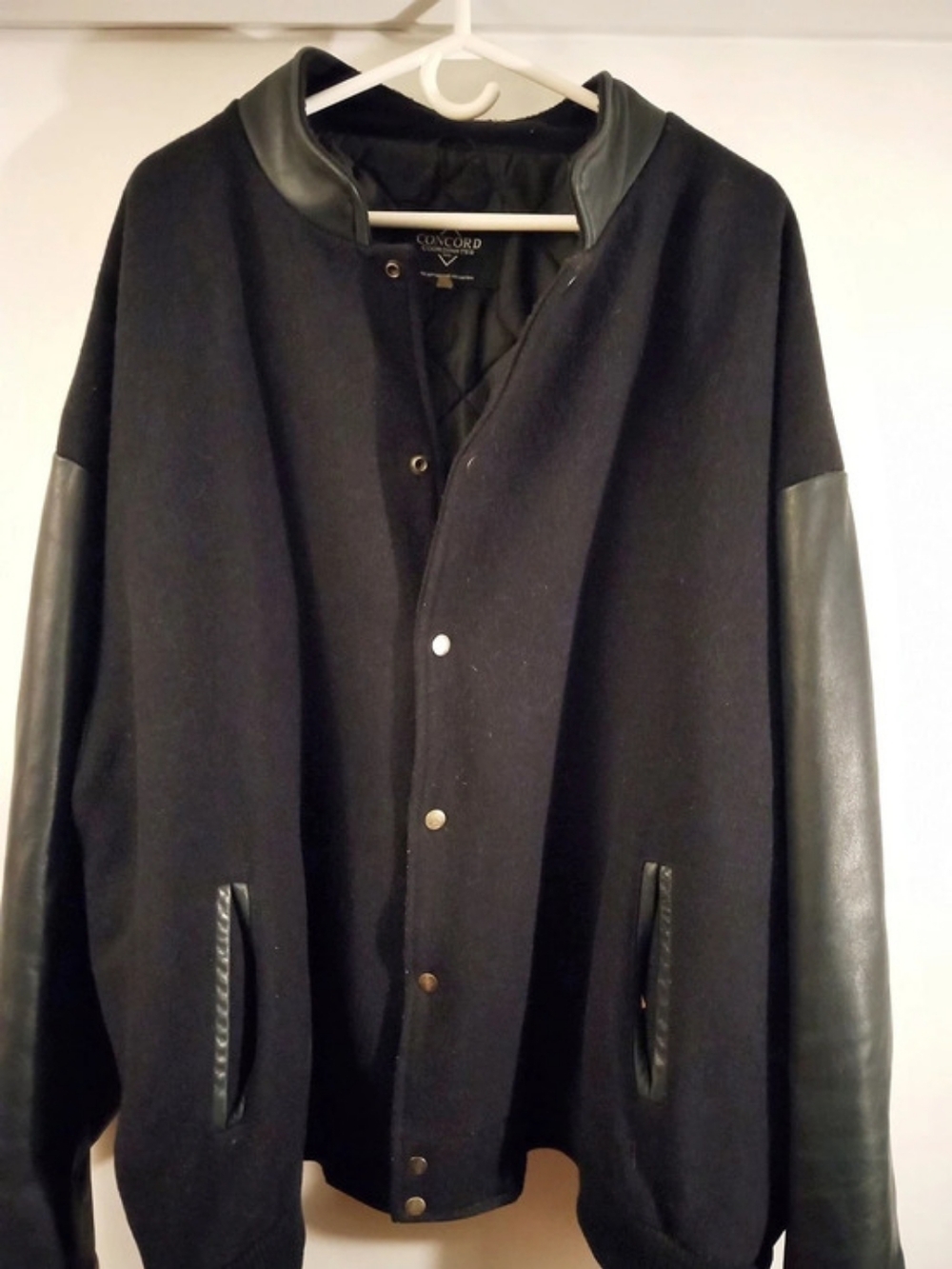 Vintage Concord Leather Varsity Bomber Jacket in Black
